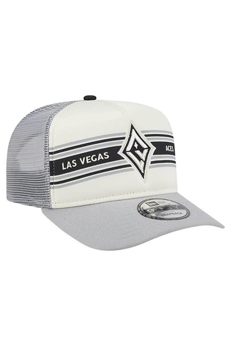 Unisex New Era  White/Gray Las Vegas Aces Banner Foam Front 9FIFTY A-Frame Adjustable Trucker Hat, Alternate, color, White