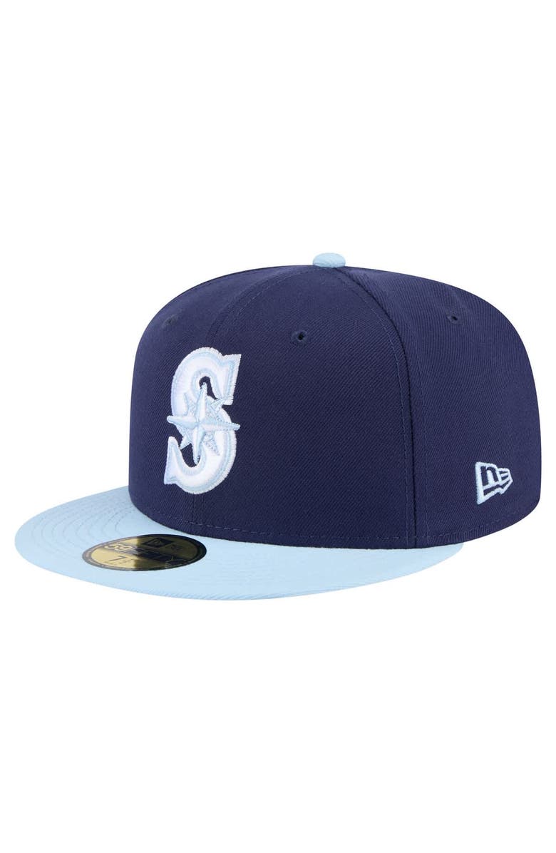 New Era Men's New Era Navy/Light Blue Seattle Mariners Color Pack 2-Tone 59FIFTY Fitted Hat, Alternate, color,