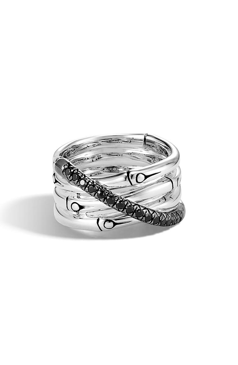 John Hardy Bamboo Black Sapphire & Spinel Ring, Main, color, 