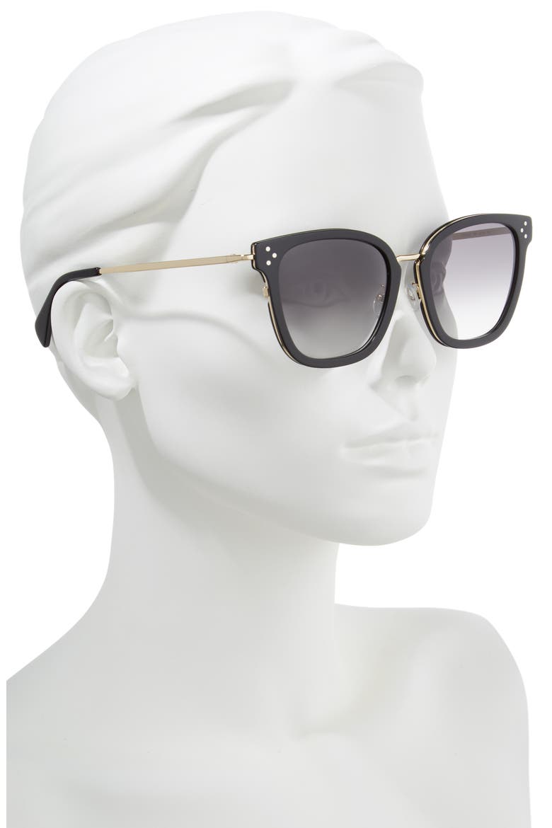 Adjusted Fit 54mm Butterfly Sunglasses, Alternate, color, BLACK/ GOLD/ SMOKE