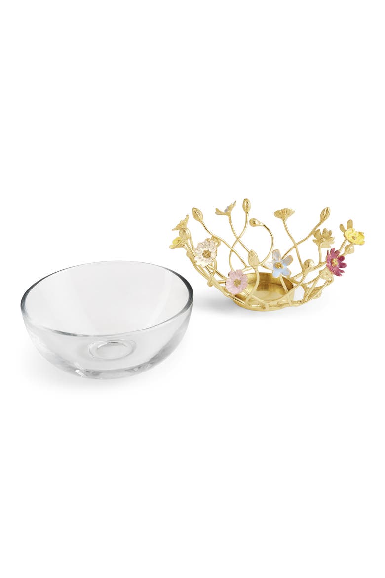 Wildflowers Small Glass Dinnerware Bowl, Alternate, color, GOLD MULTI