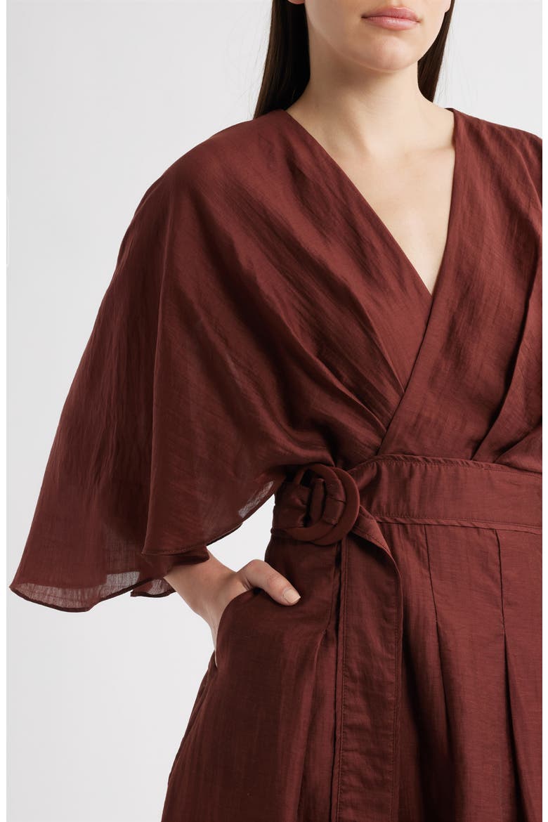 Avaele Flutter Sleeve Minidress, Alternate, color, BROWN