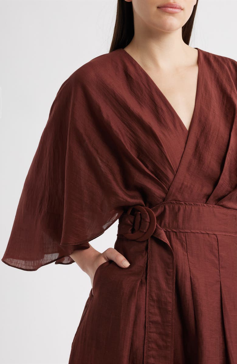 CIEBON Avaele Flutter Sleeve Minidress, Alternate, color, Brown