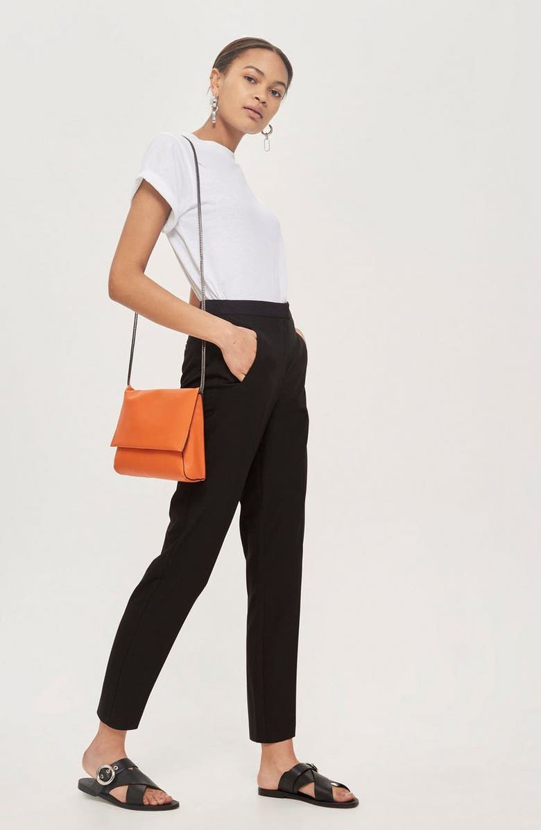 Topshop High Waist Cigarette Trousers, Alternate, color, 
