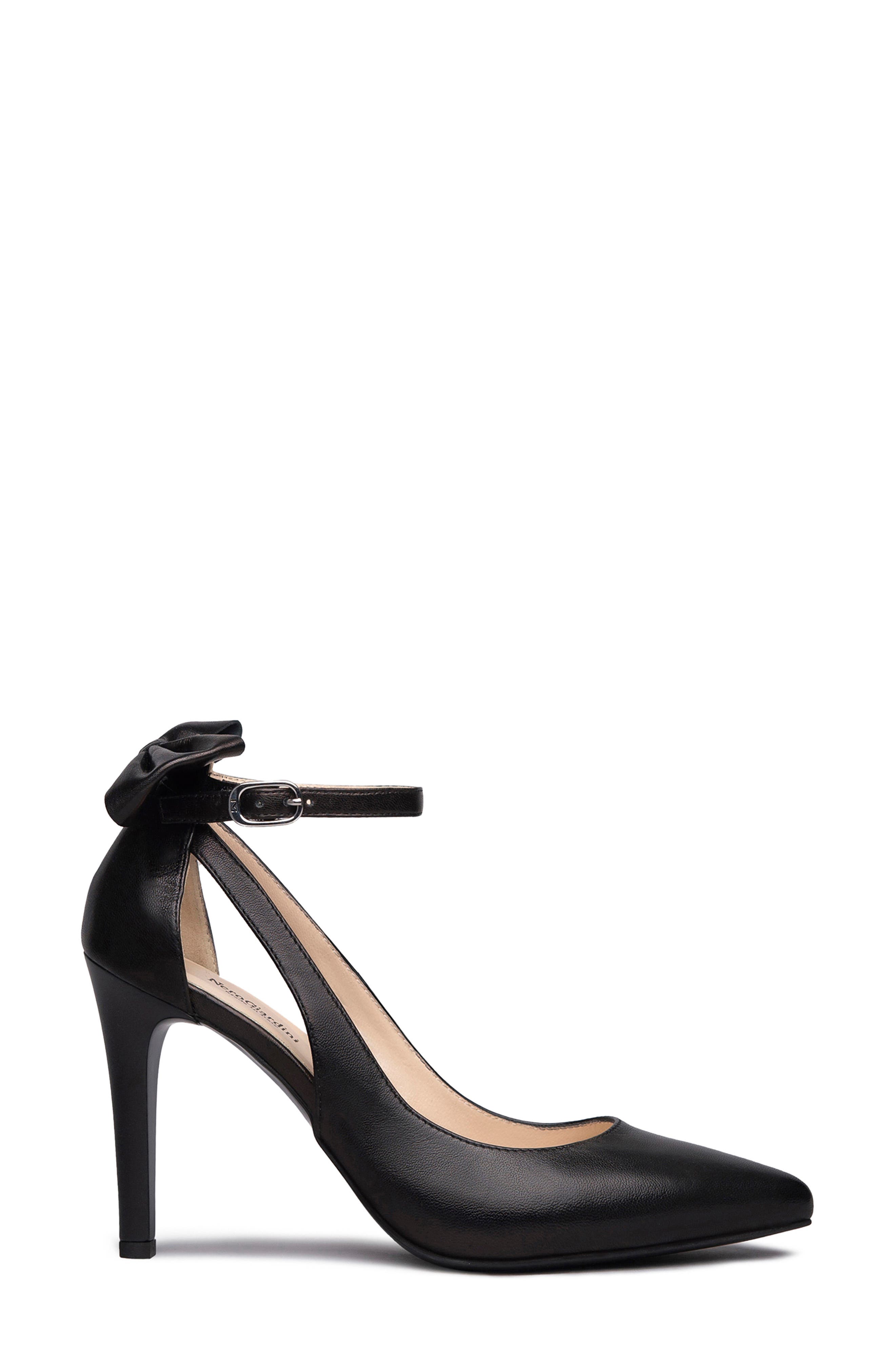 NeroGiardini Bow Ankle Strap Pump, Alternate, color, Black