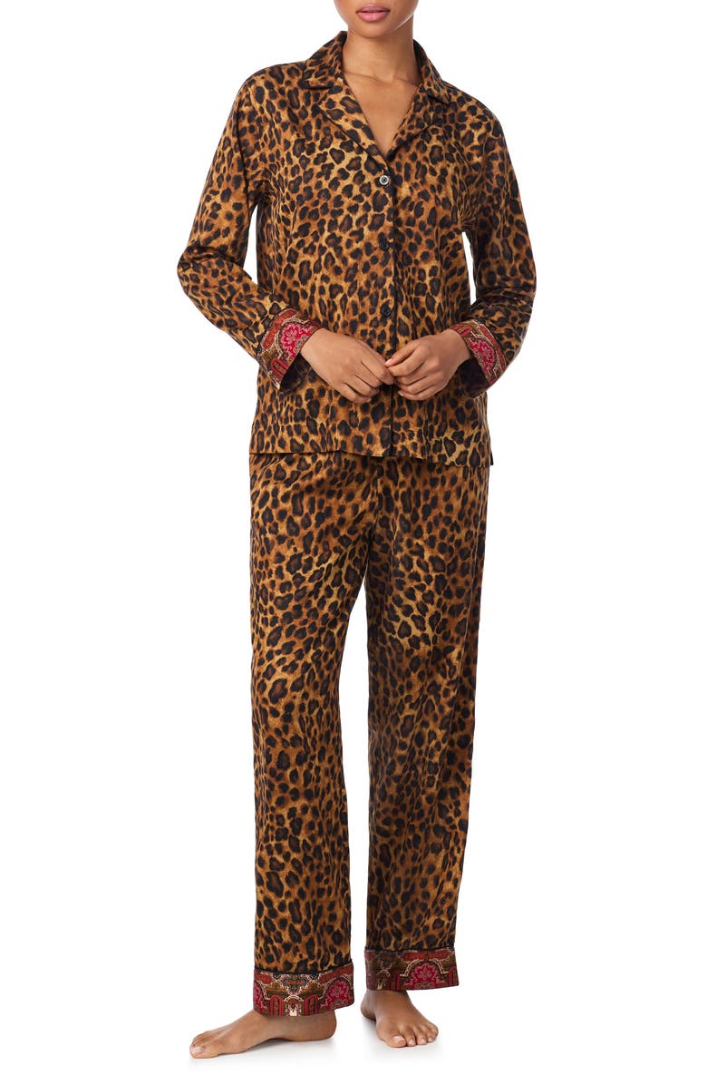 Lauren Ralph Lauren Leopard Cotton Blend Pajamas, Main, color, Leopard
