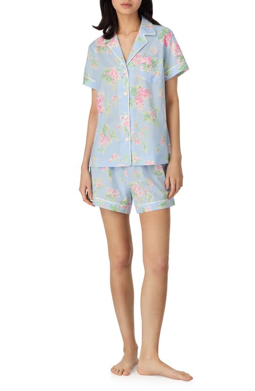 Shop Ralph Lauren Lauren  Print Cotton Blend Short Pajamas In Blue Floral