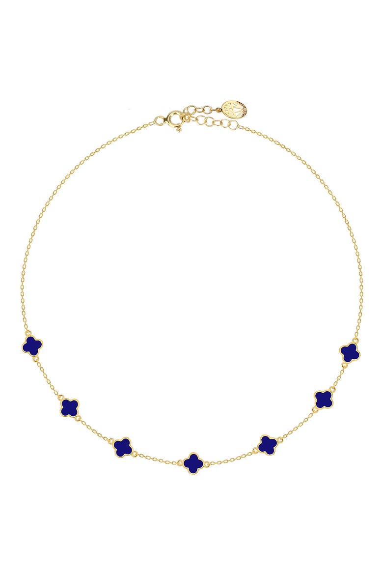 14K Gold Plate Sterling Silver Clover Enamel Choker Necklace, Main, color, GOLD