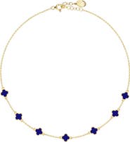 GABI RIELLE 14K Gold Plate Sterling Silver Clover Enamel Choker Necklace