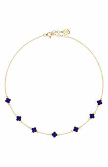 GABI RIELLE 14K Gold Plate Sterling Silver Clover Enamel Choker Necklace