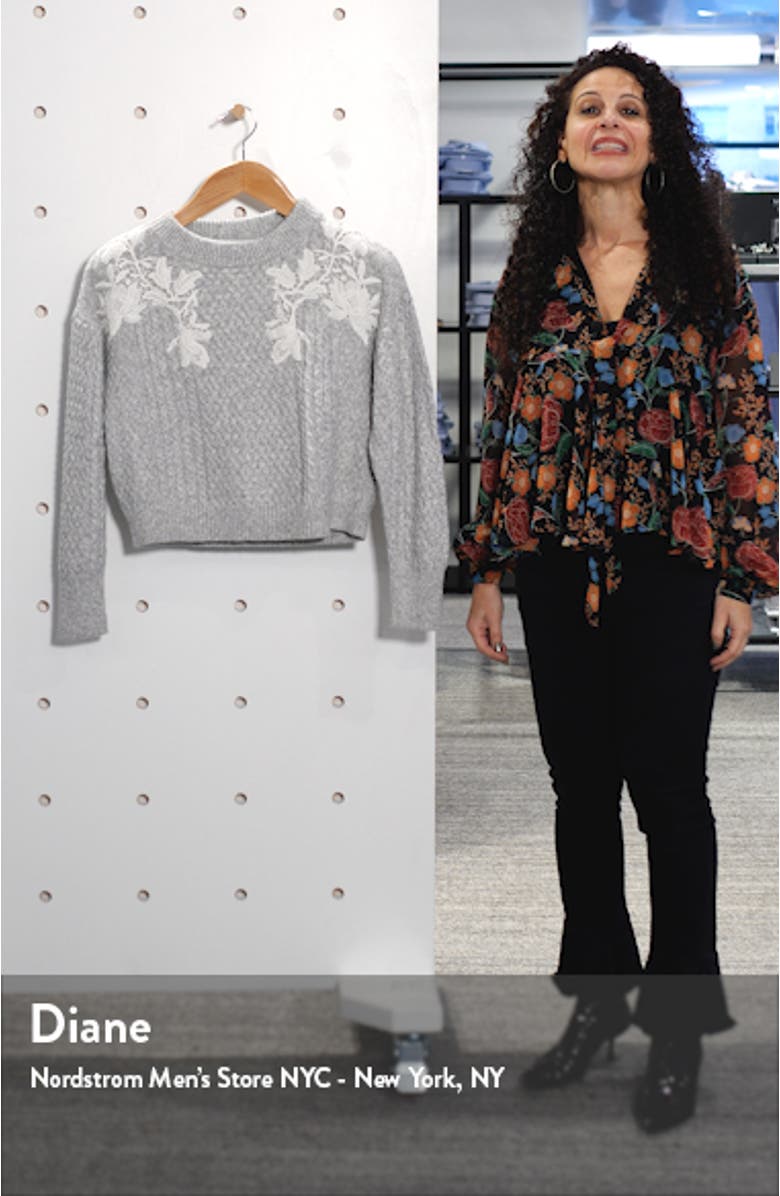 Lace Appliqué Crewneck Sweater, sales video thumbnail