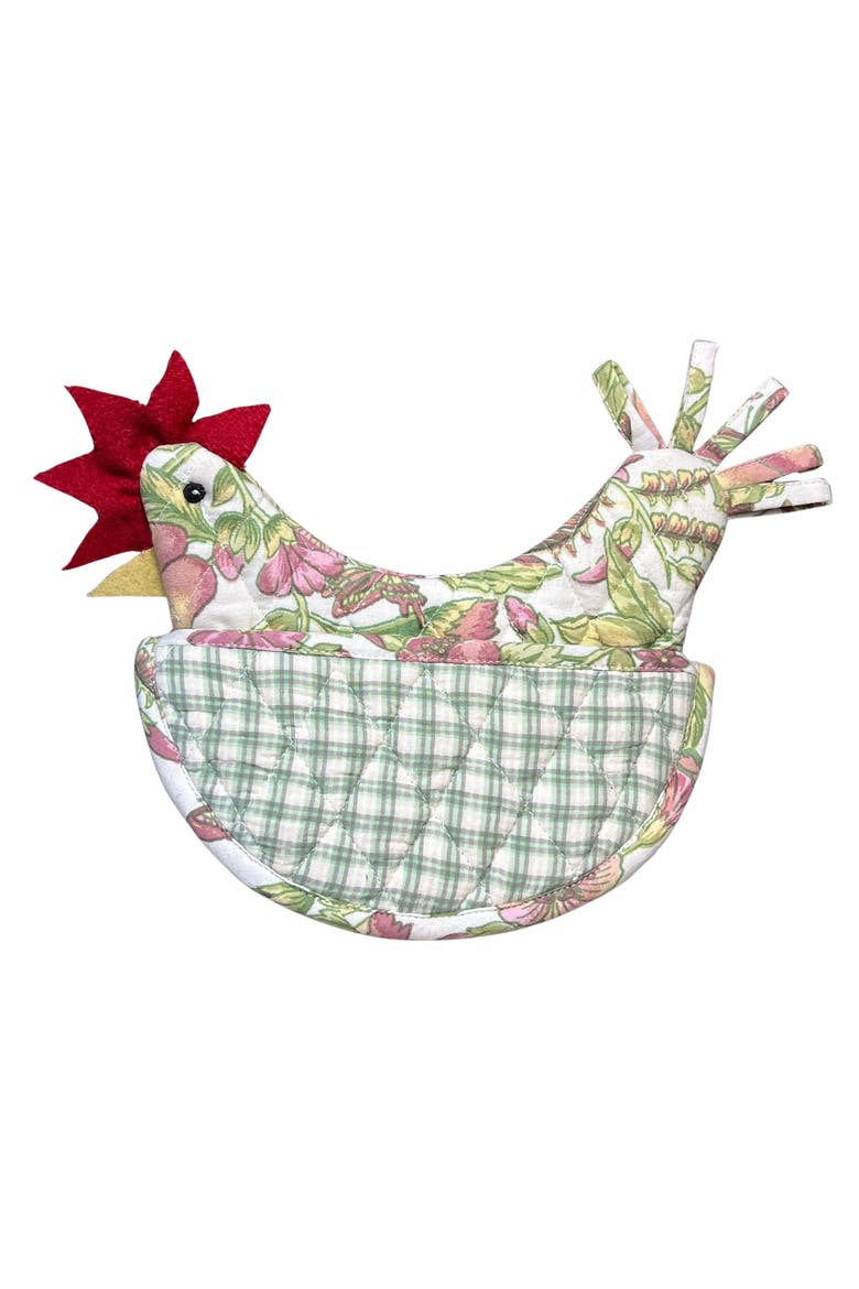 Happy Hen Potholder in Cream Floral, Main, color, Cream