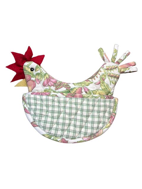 Happy Hen Potholder in Cream Floral