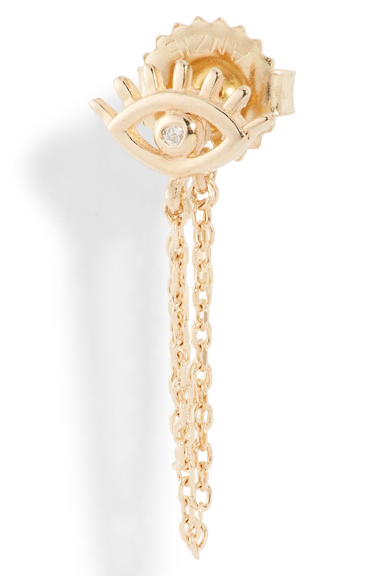 Lash Evil Eye Chain Earrings, Alternate, color, GOLD/ DIAMOND