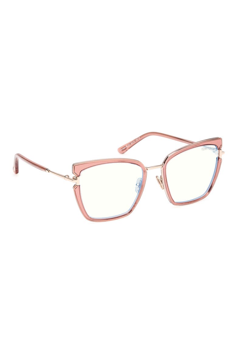 54mm Butterfly Blue Light Blocking Optical Glasses, Alternate, color, ROSE GOLD / T LOGO