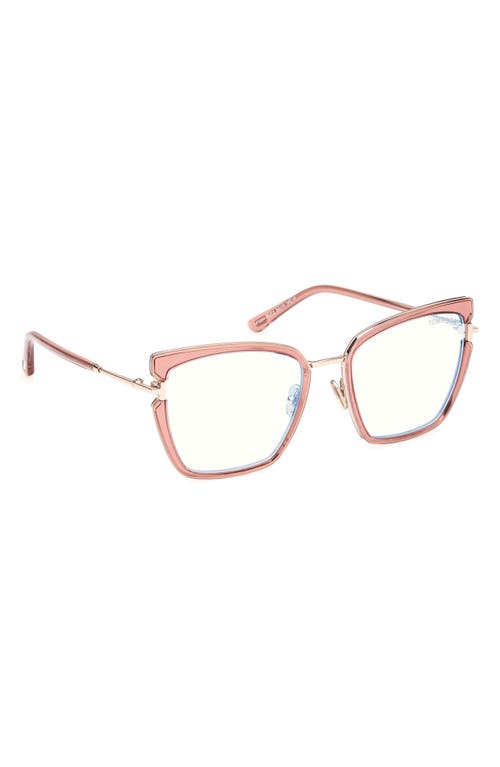 Tom Ford 54mm Butterfly Blue Light Blocking Optical Glasses In Gold