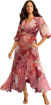 Roaman's Overlay Ruffle Maxi Dress