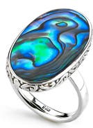 SAMUEL B. Sterling Silver Balinese Design Abalone Ring
