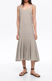 Bimba y Lola Light blue checked strappy dress