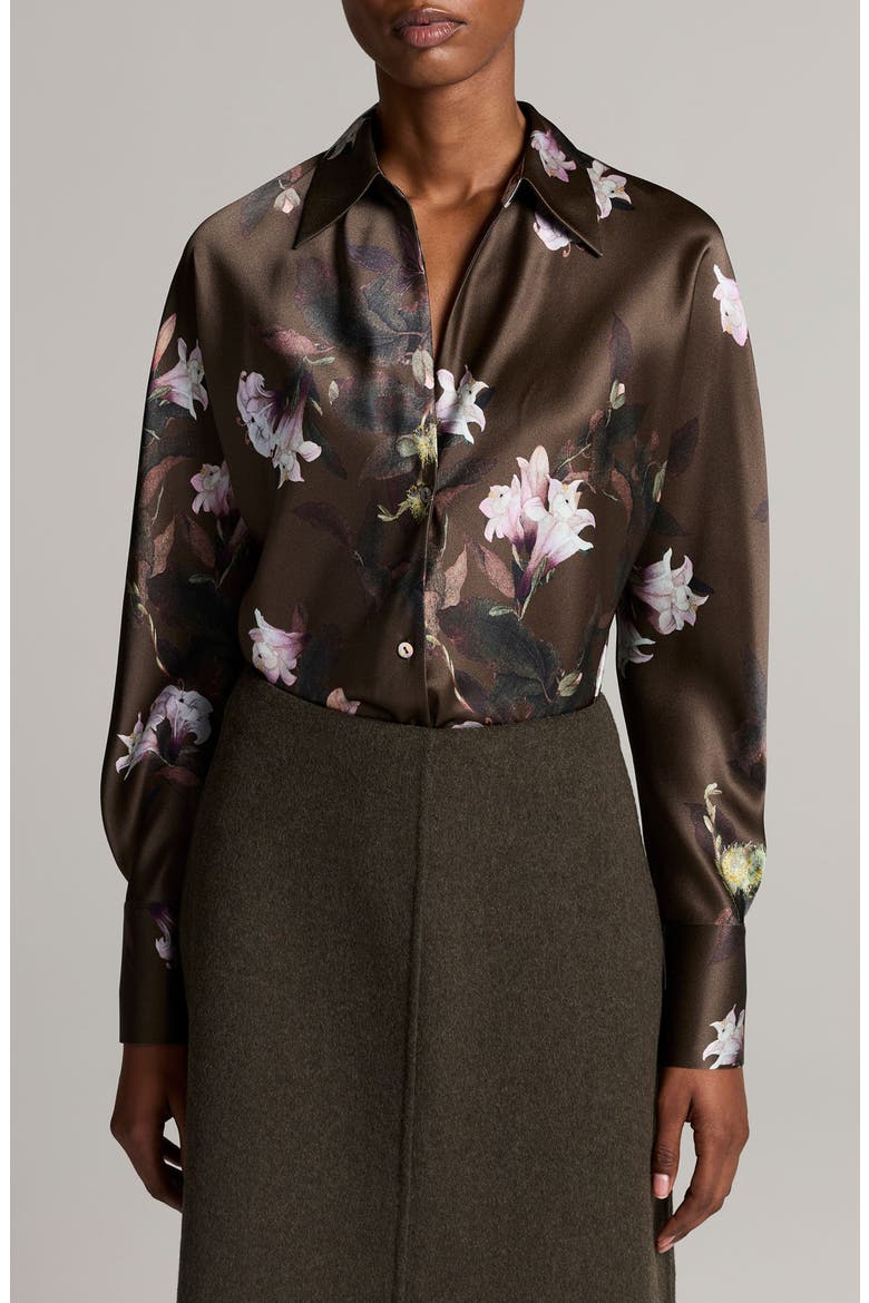 Lily Vine Silk Shirt, Alternate, color, CYPRESS LILY