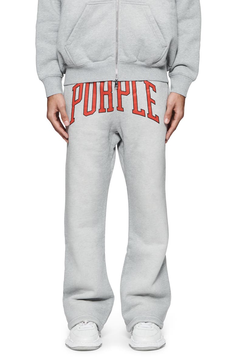 PURPLE BRAND Logo Flare Leg Fleece Graphic Sweatpants, Main, color, 
