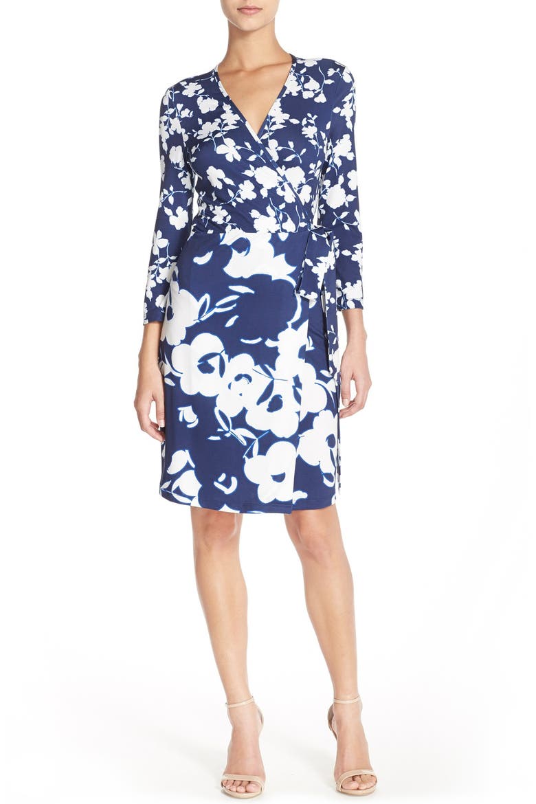 Floral Jersey Wrap Dress, Alternate, color, NAVY FLORAL