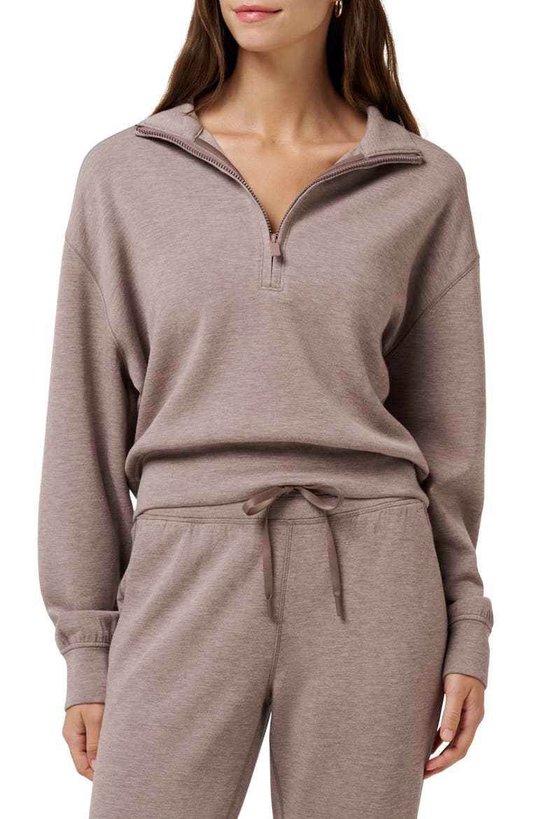 Skyloft Soft Echo Half Zip Pullover, Main, color, HEATHER TRUFFLE