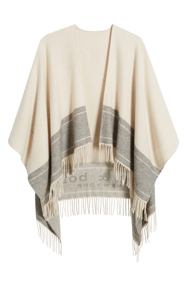 rag & bone Logo Embellished Wool Ruana, Alternate, color, Crmgry