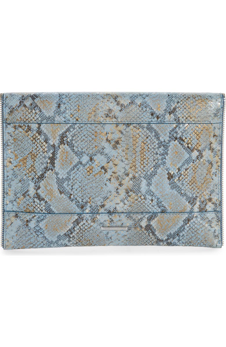 Rebecca Minkoff Leo Snake Embossed Leather Envelope Clutch, Alternate, color,