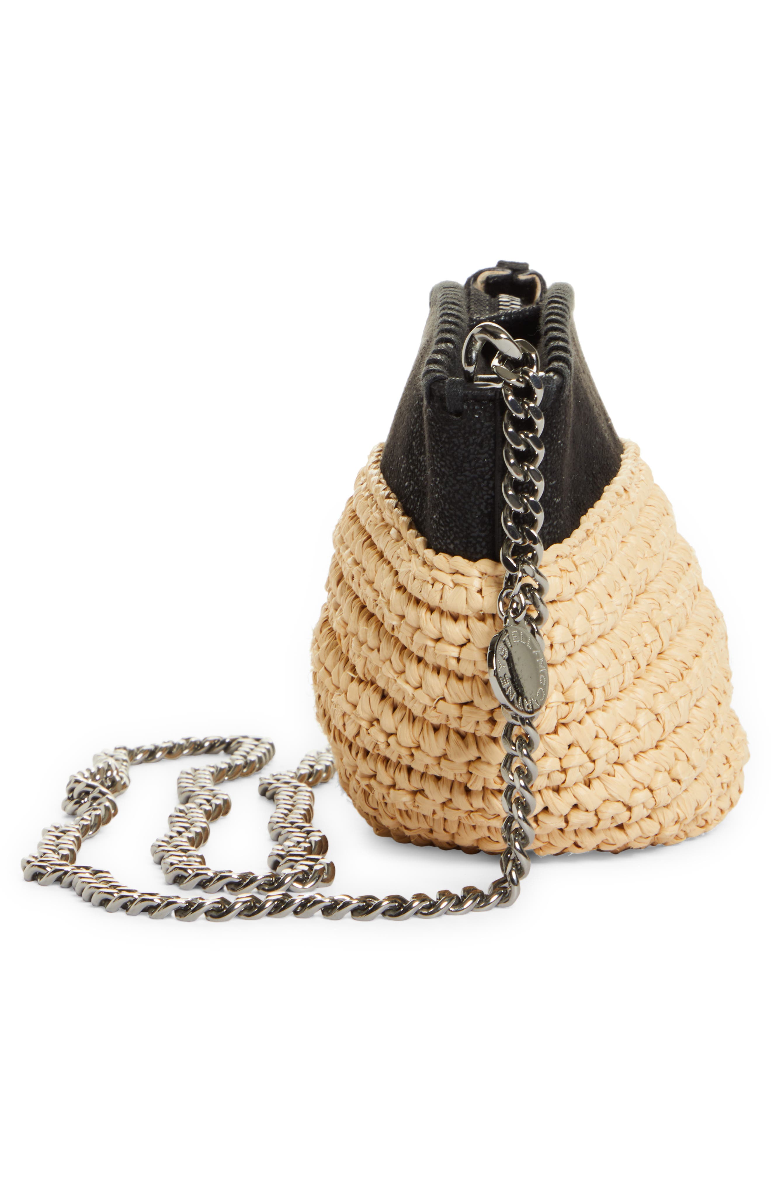 Stella McCartney Small Falabella Raffia Crossbody Bag, Alternate, color, 