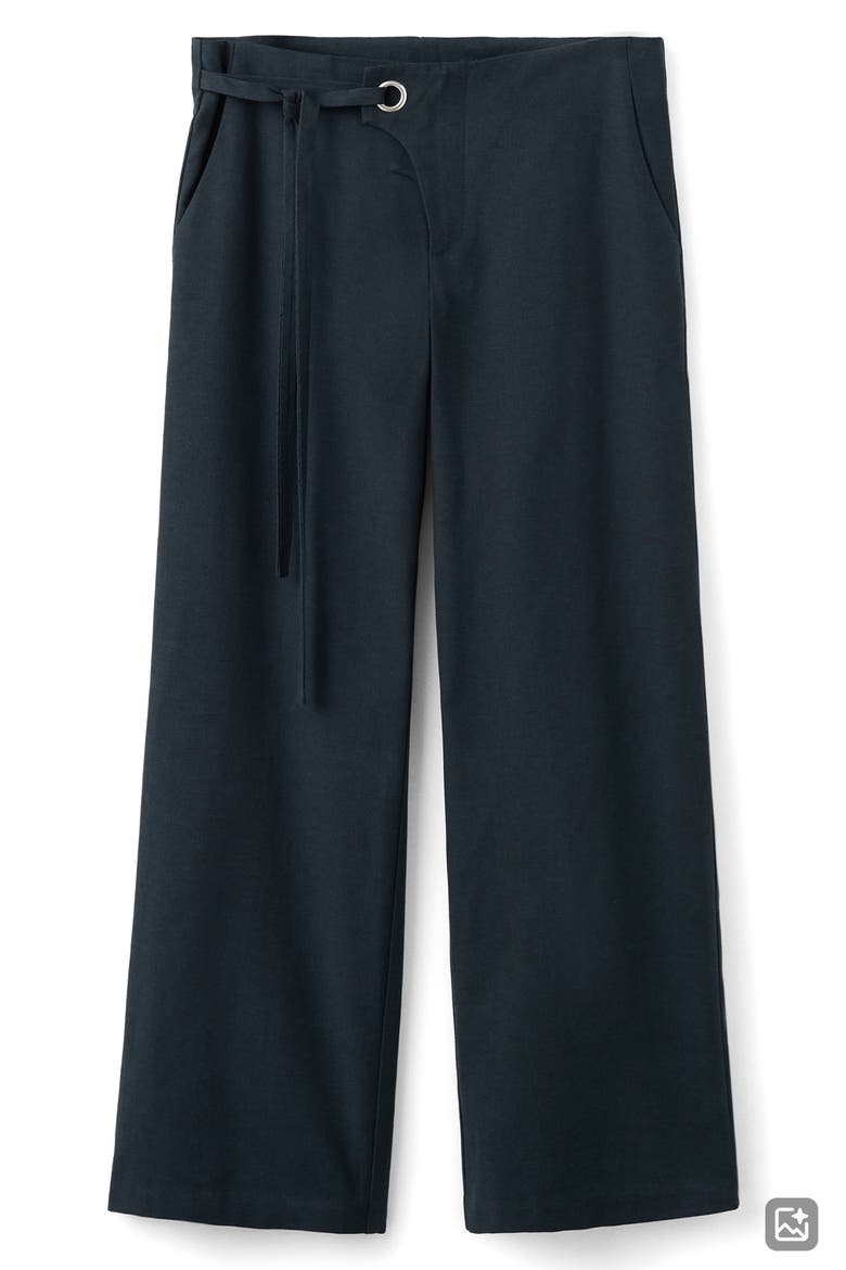 Straight Leg Tie Detail Pants, Main, color, NAVY
