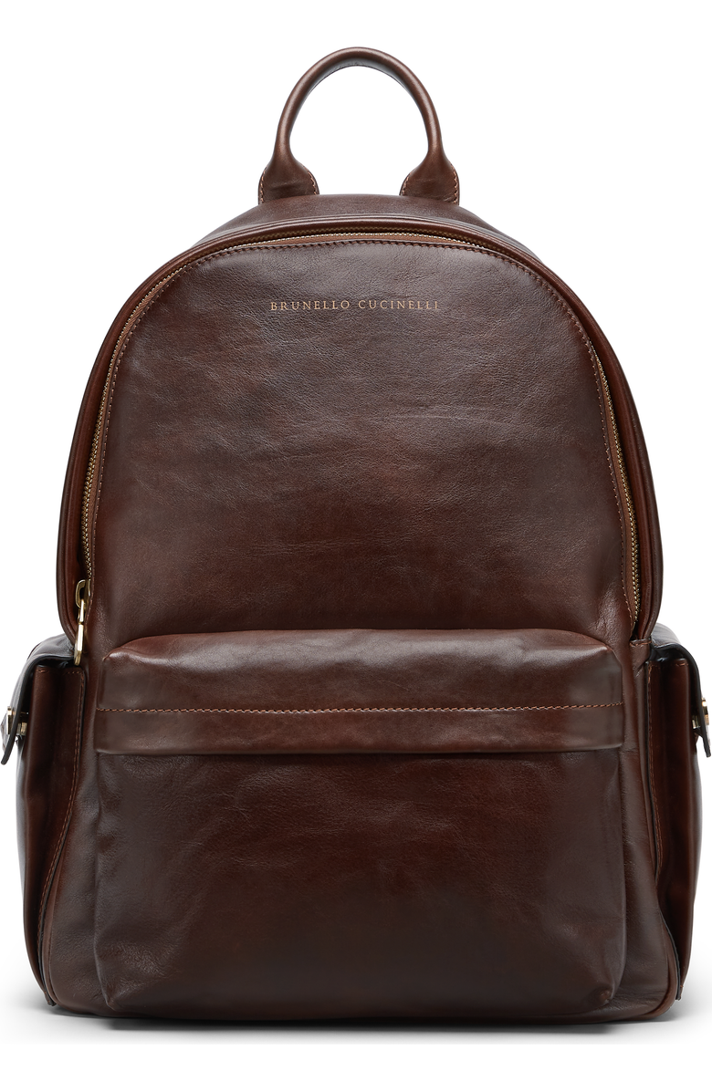 Brunello Cucinelli Calfskin backpack, Main, color, Burgundy