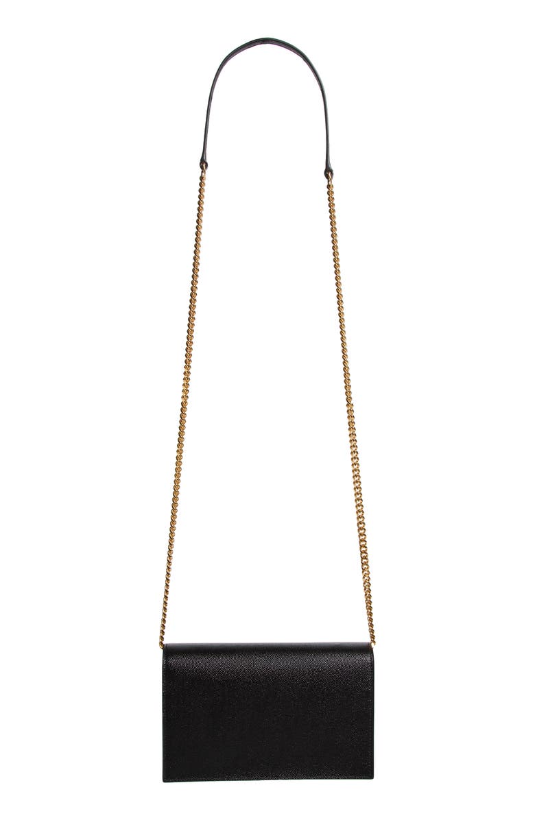 Saint Laurent Cassandre Kate Tassel Leather Wallet on a Chain, Alternate, color, 