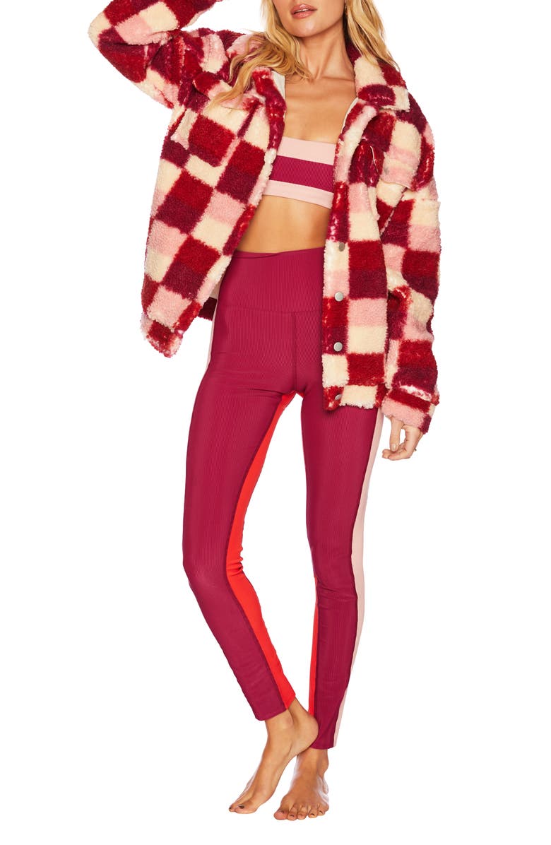 Beach Riot Laurie Check Teddy Jacket, Alternate, color,