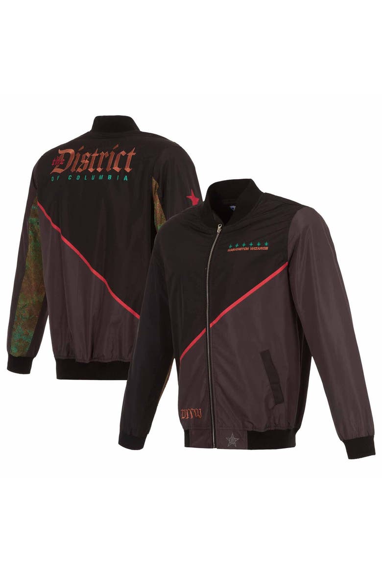 Men's JH Design Black Washington Wizards 2023/24 City Edition Full-Zip Bomber Jacket, Main, color, Black