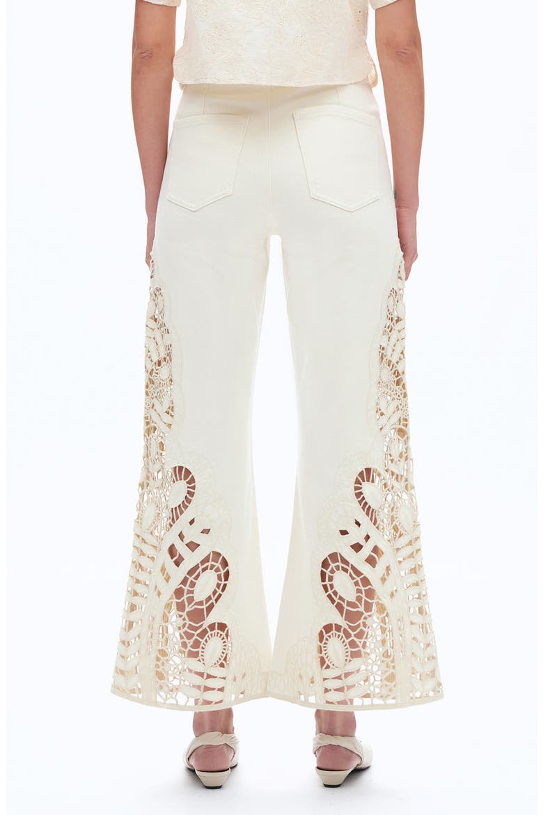 High Waist Embroidered Wide Leg Jeans, Alternate, color, BEIGE