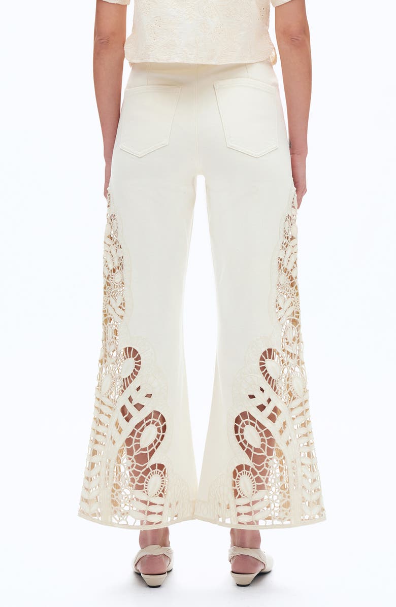 Bayeas High Waist Embroidered Wide Leg Jeans, Alternate, color, Beige