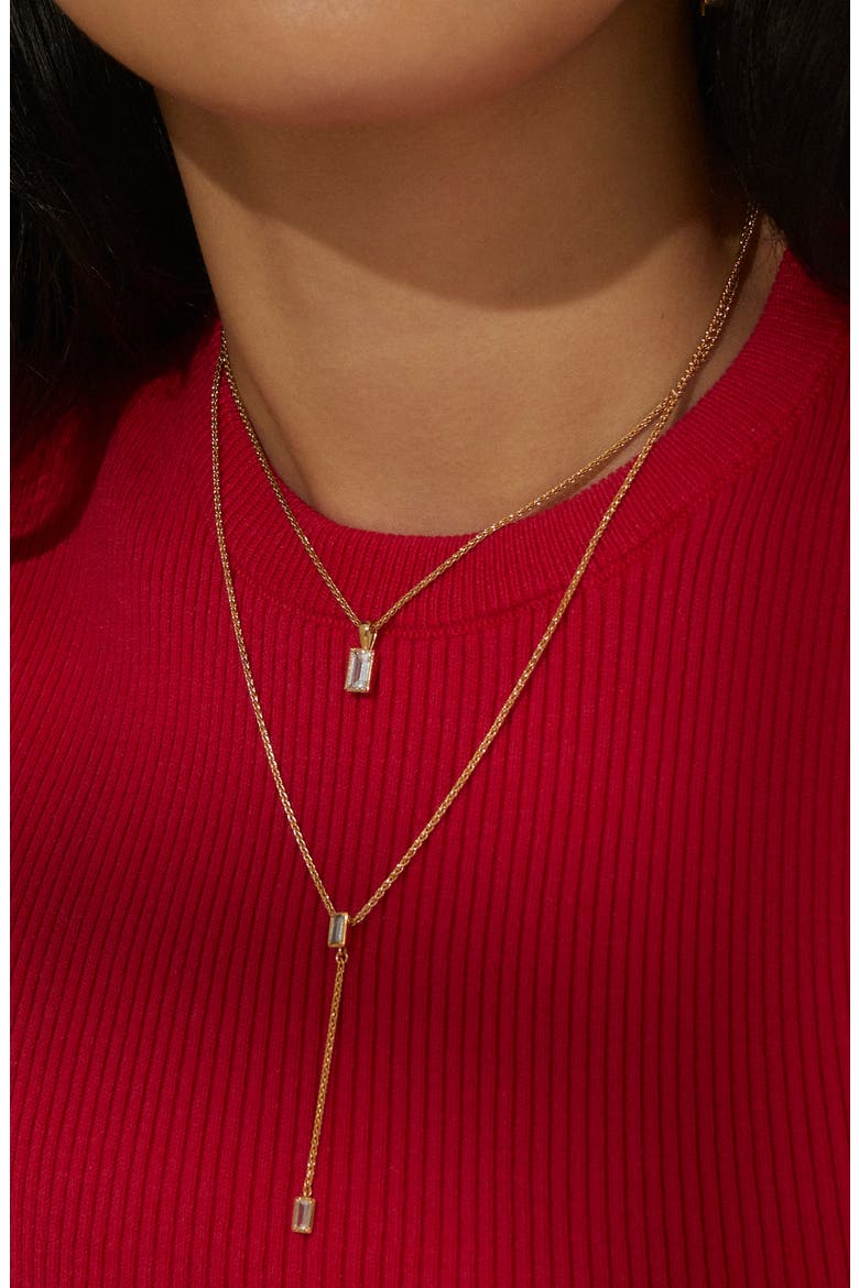 Entwine Cubic Zirconia Y-Necklace, Alternate, color, GOLD