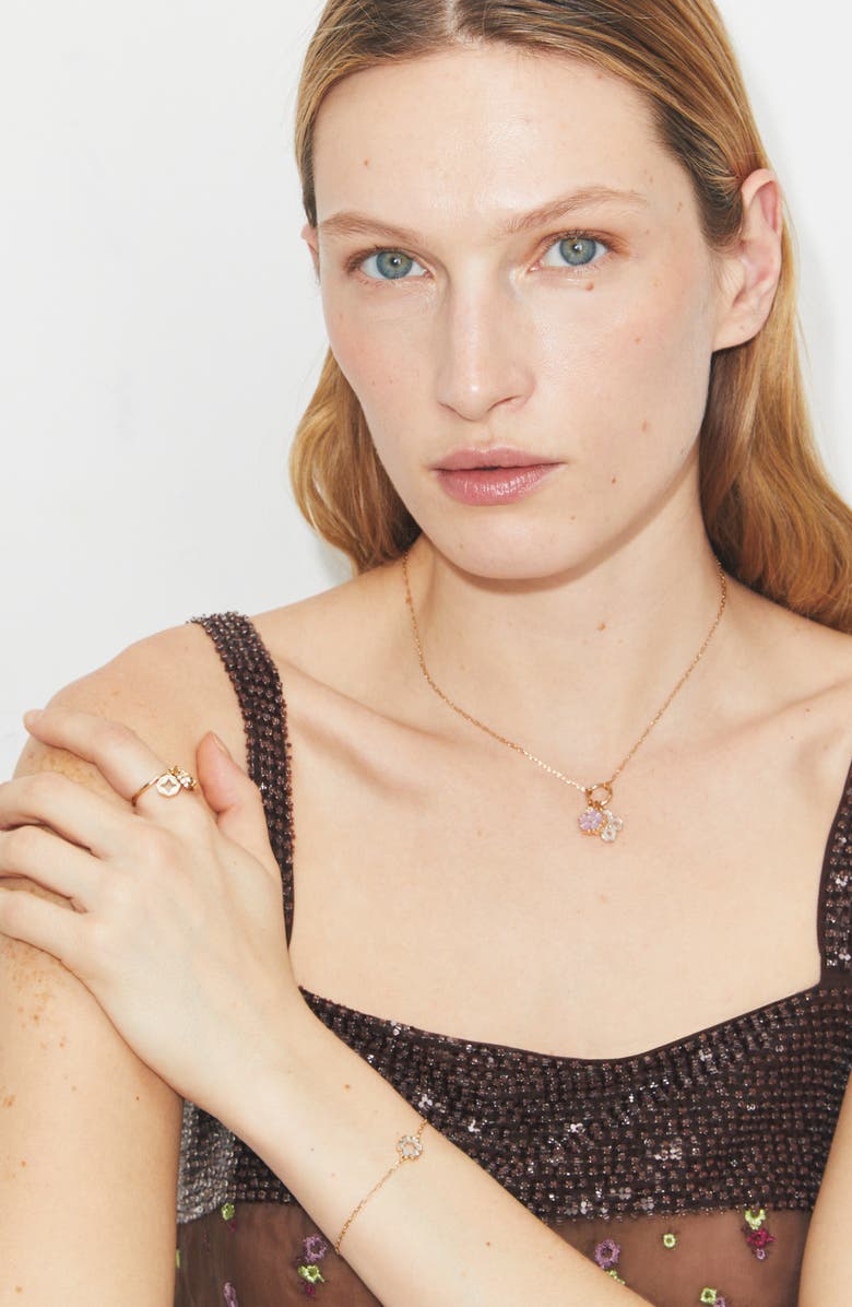 Tory Burch Forget Me Not Hex Bracelet, Alternate, color, Tory Gold / Mother Of Pearl