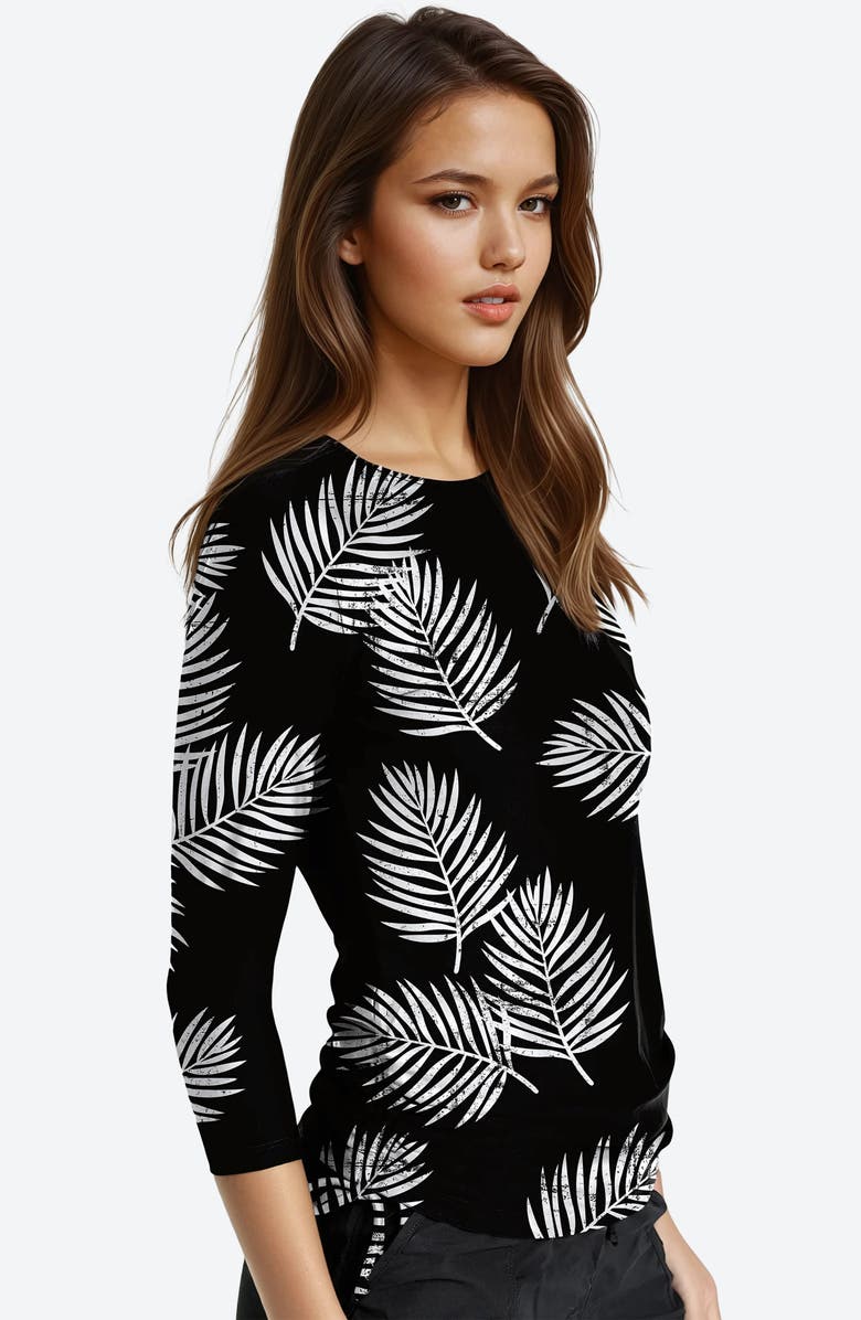 Calypsa Margaux Swim Top, Alternate, color, Black Palms