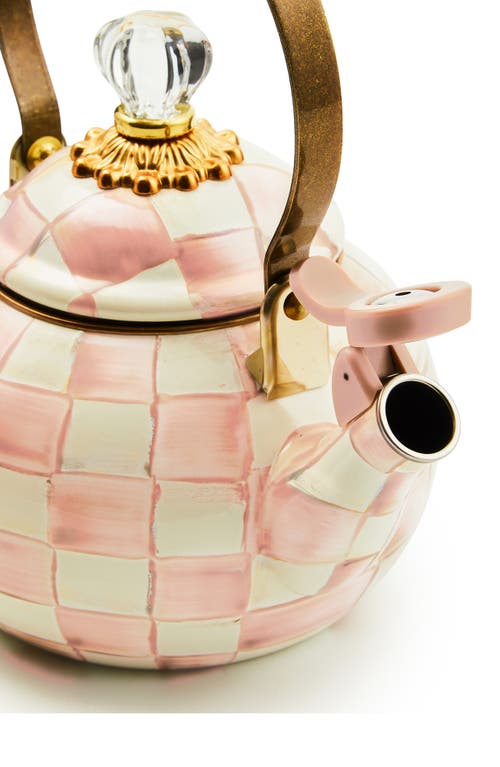 Mackenzie-childs Mackenzie Childs Rosy Check Whistling Tea Kettle In Pink