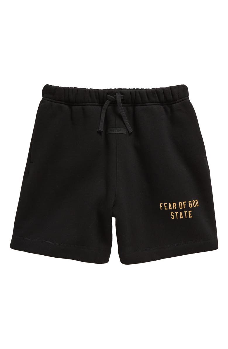 Fear of God Essentials Kids' Fleece Soccer Shorts, Main, color, Black