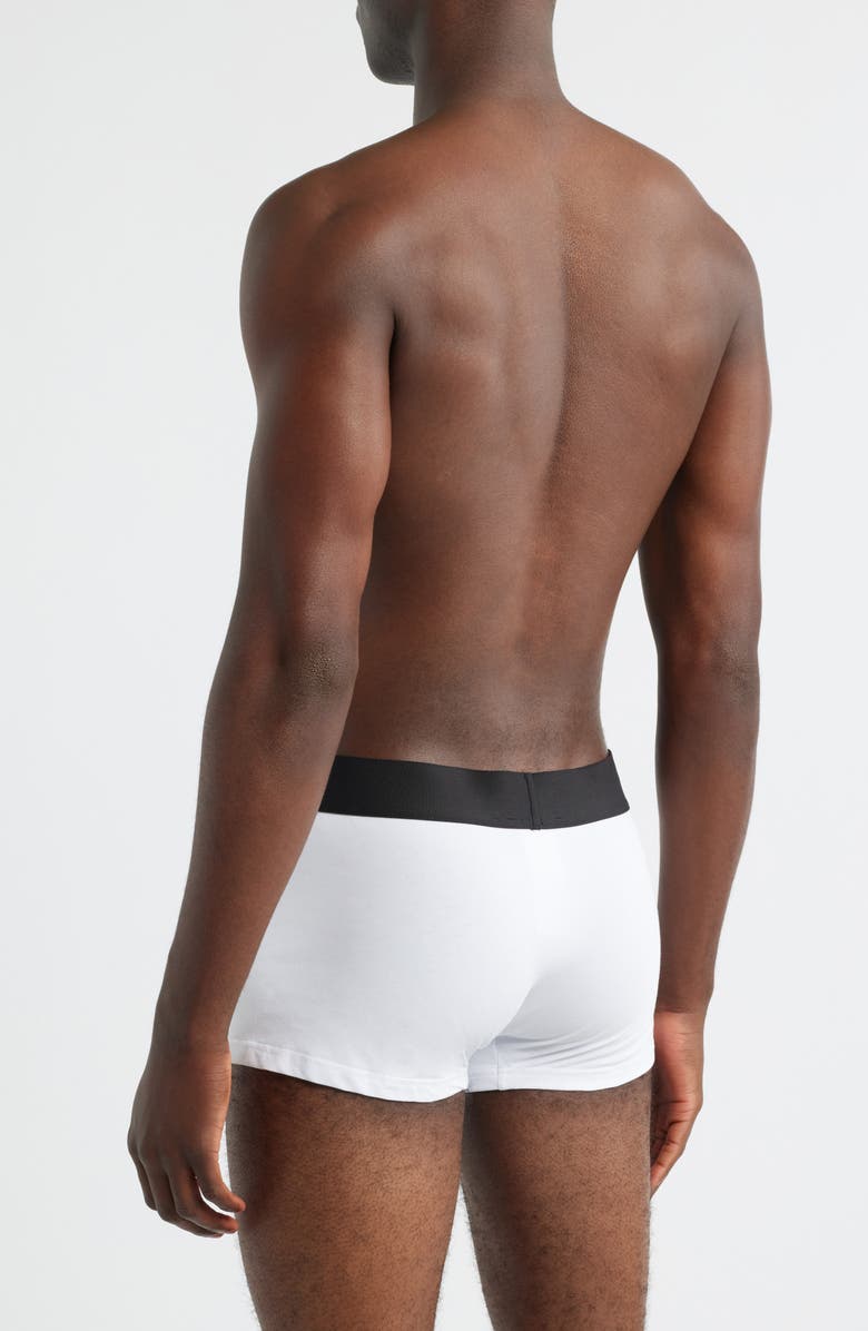 Versace Essential Logo Stretch Cotton Boxer Briefs, Alternate, color, Optical White