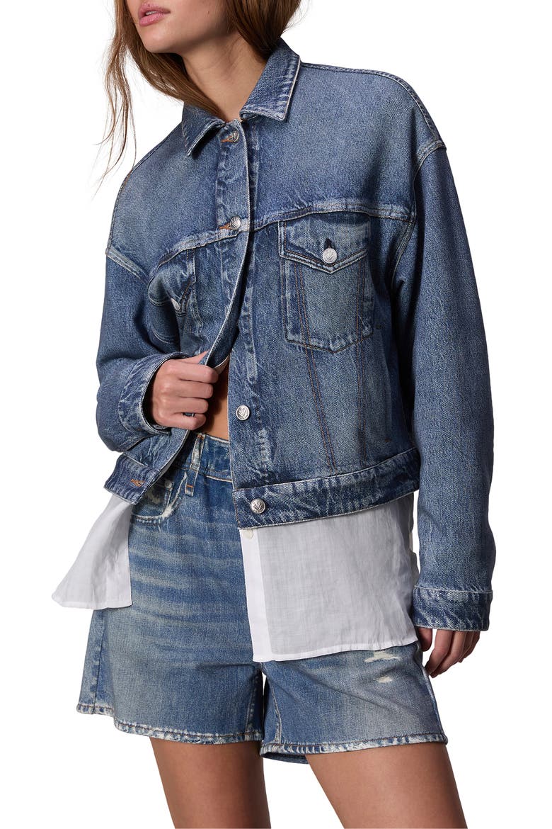 rb Miramar Trompe l'Oeil Faux Denim Terry Trucker Jacket, Main, color, WLKER