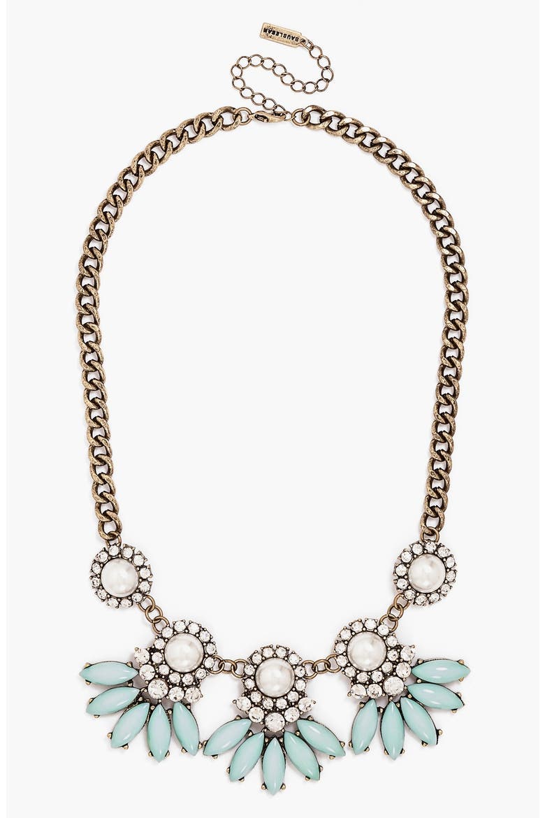'Peacock Pearl Aster' Collar Necklace, Main, color, MINT/ GOLD