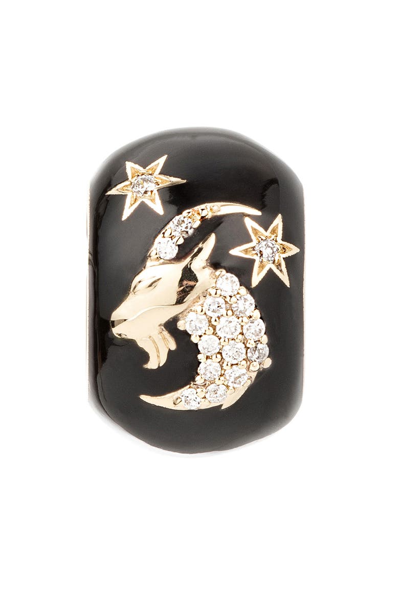 Zodiac Ceramic & Diamond Bead Charm, Main, color, YELLOW GOLD - CAPRICORN