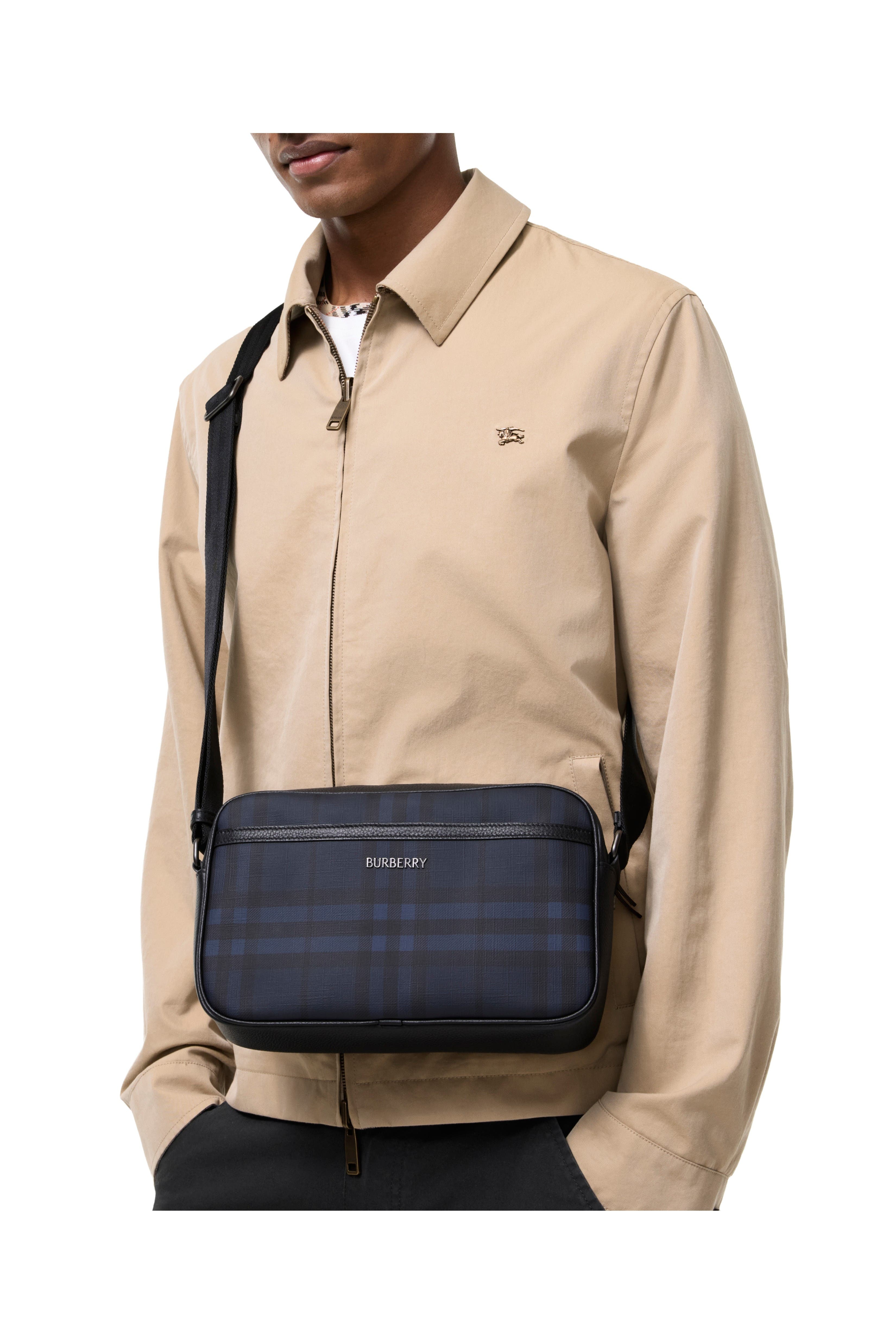 Burberry City Check Crossbody Bag, Alternate, color, Navy