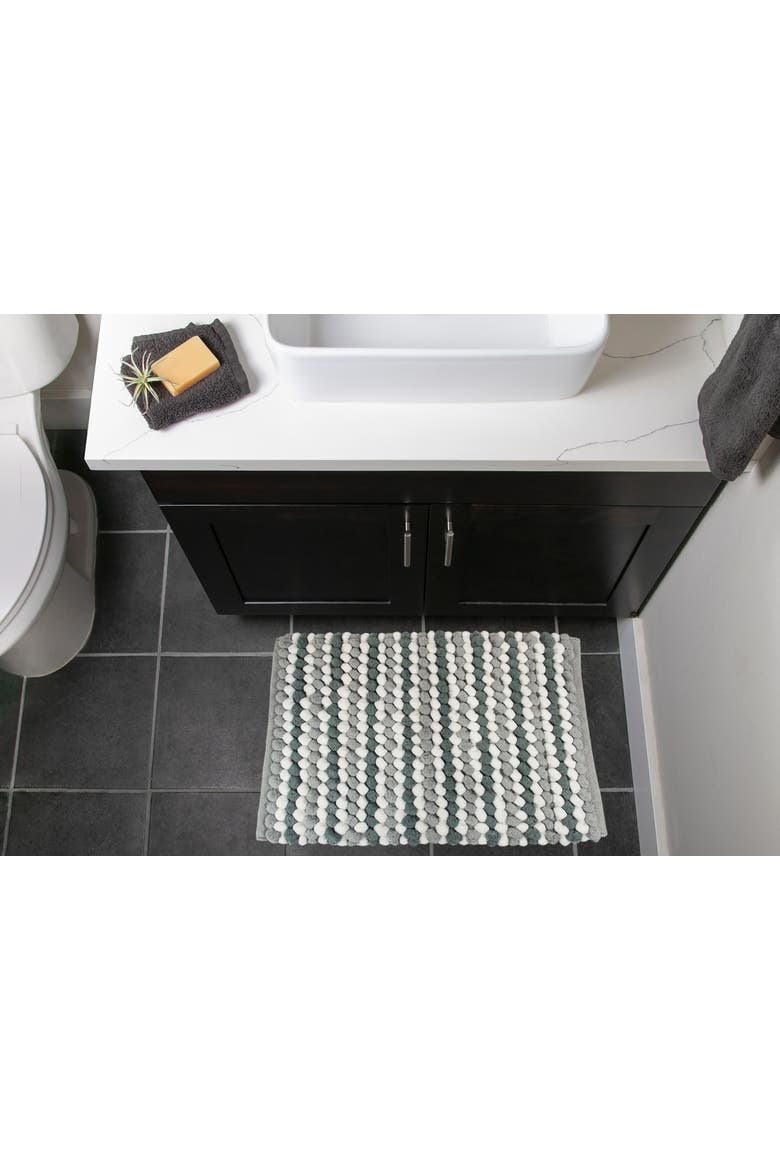 Microfiber Chenille Bath Mat Gray Stripe 21x35, Alternate, color, Gray