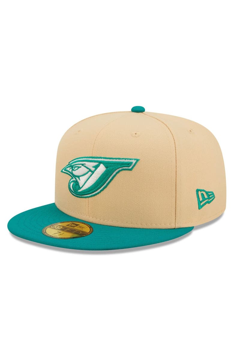 New Era Men's New Era Natural/Teal Toronto Blue Jays Mango Forest 59FIFTY fitted hat, Alternate, color, 