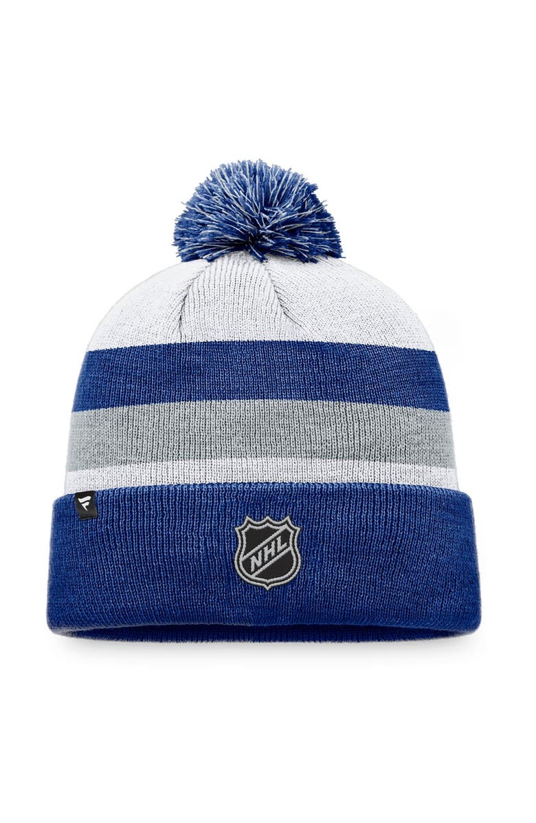FANATICS Men's Fanatics Branded Blue/Gray Toronto Maple Leafs Fundamental Cuffed Knit Hat with Pom, Alternate, color, 